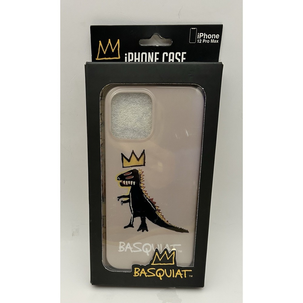 Basquiat Crowned Dinosaur iPhone 12 Pro Max Protective Case Beige Black Art